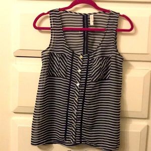 Striped navy sheer tank